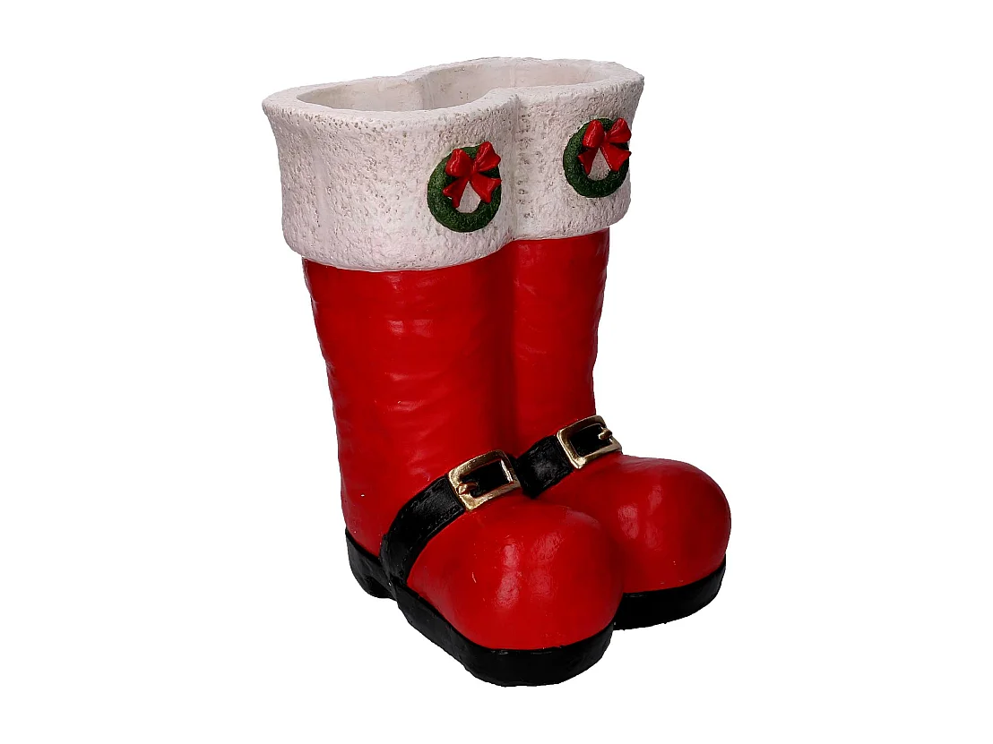 Portavaso resina stivali rosso e biancocm31,5x31h41