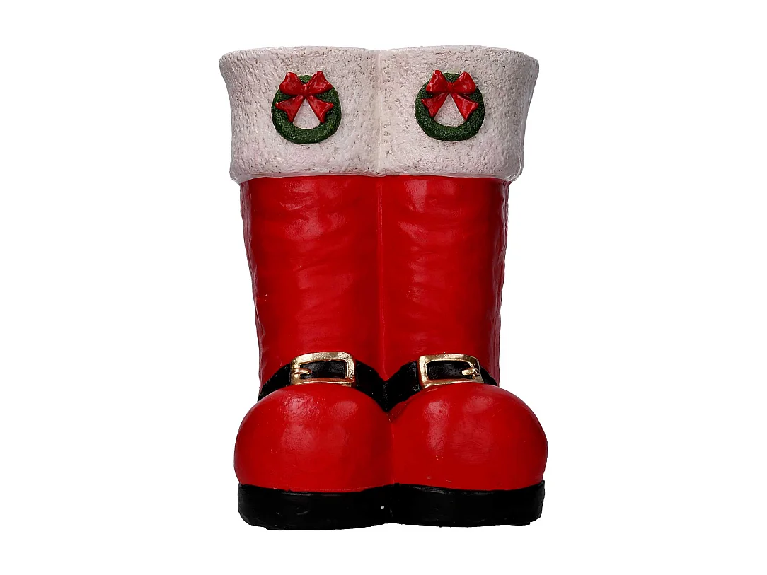 Portavaso resina stivali rosso e biancocm31,5x31h41