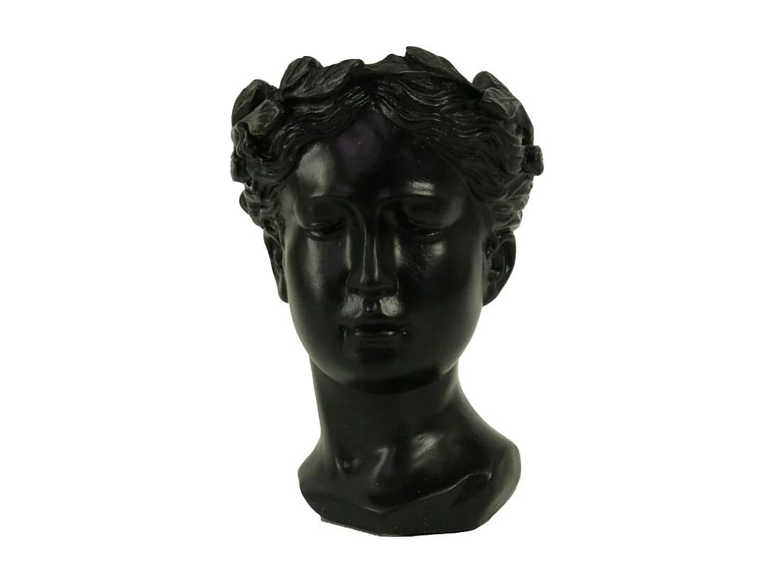 Portavaso resina busto nero cm 14x16h21