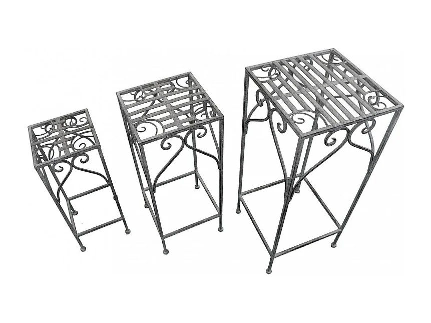 SET DI 3 FIORIERE VINCENT BIANCO OSSIDATO