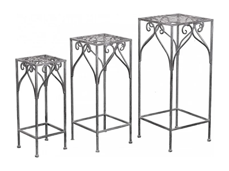 SET DI 3 FIORIERE VINCENT BIANCO OSSIDATO