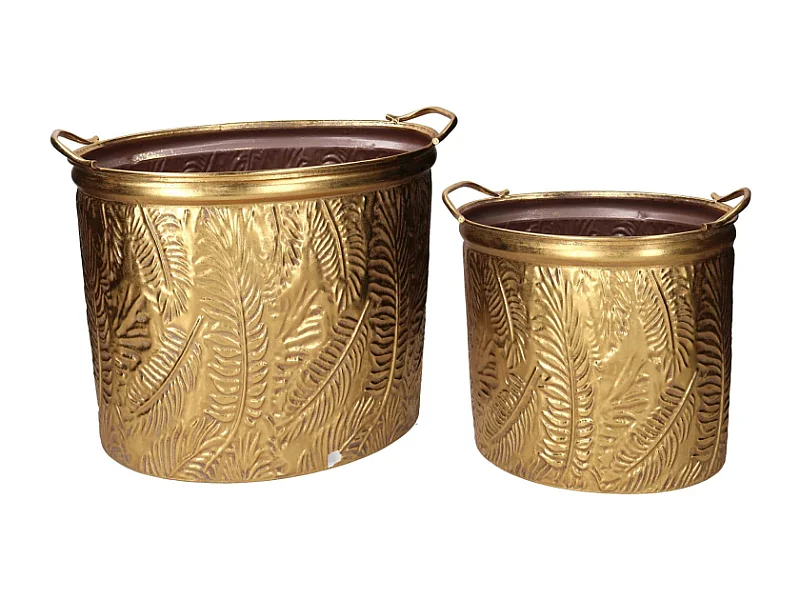 Portavaso metallo 1-2 oro ovale cm 49x29,5h41