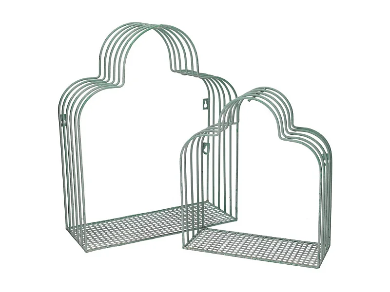 Portavaso metallo 1-2 verde acqua cm 38x15h48