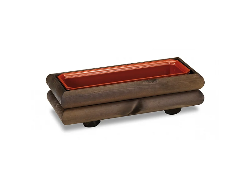 CONFEZIONE 2 PZ FIORIERA MAIA COLOR CASTAGNO dim 57x25x16 cm. CON VASCHETTA