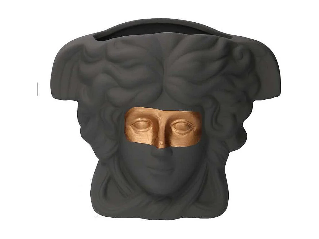 Portavaso ceramica busto grigio cm 27x13,5h23