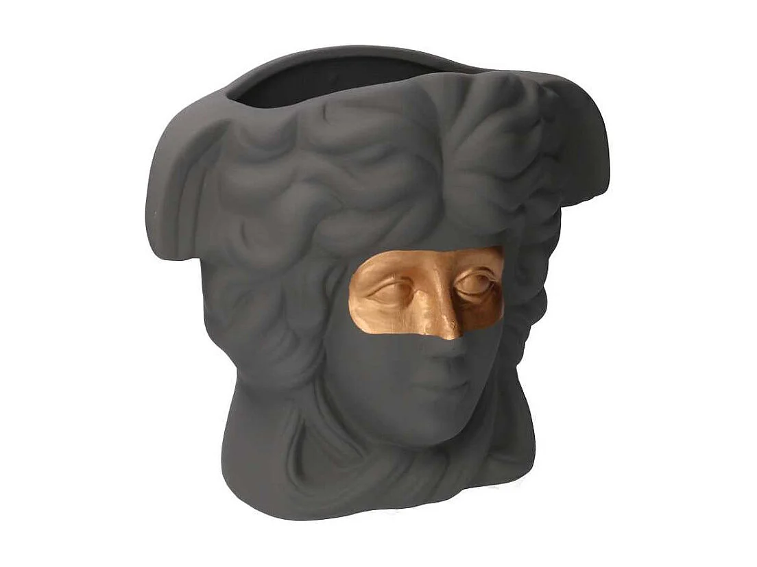 Portavaso ceramica busto grigio cm 27x13,5h23