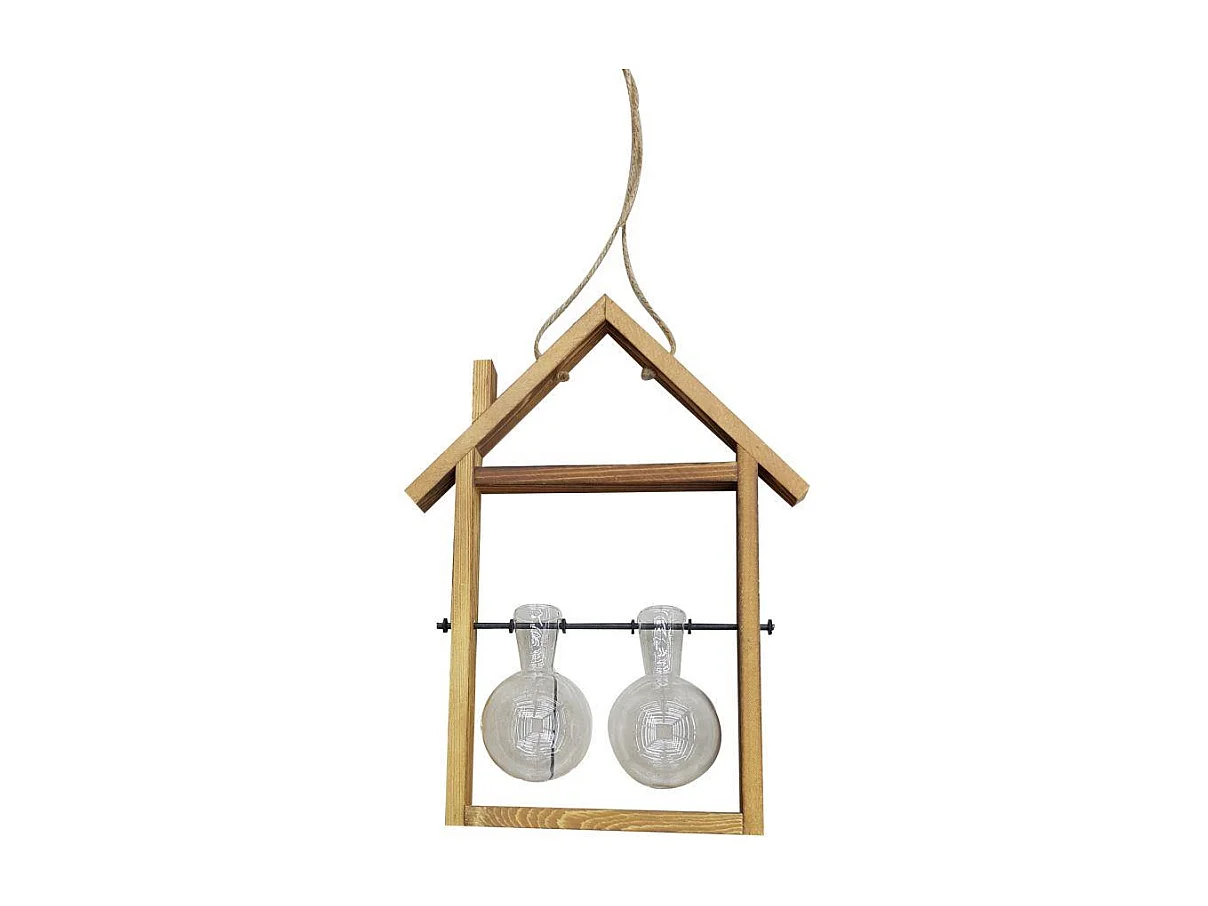 Portafiori in legno con vetro 2 posti cm 25x6,5h30