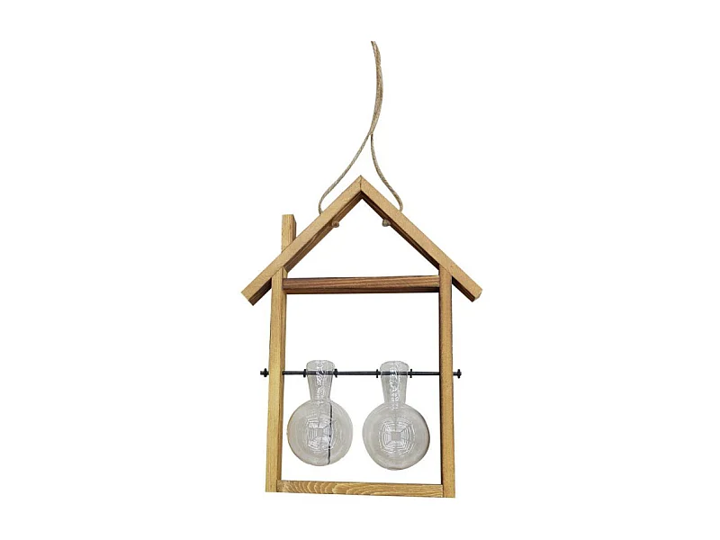 Portafiori in legno con vetro 2 posti cm 25x6,5h30