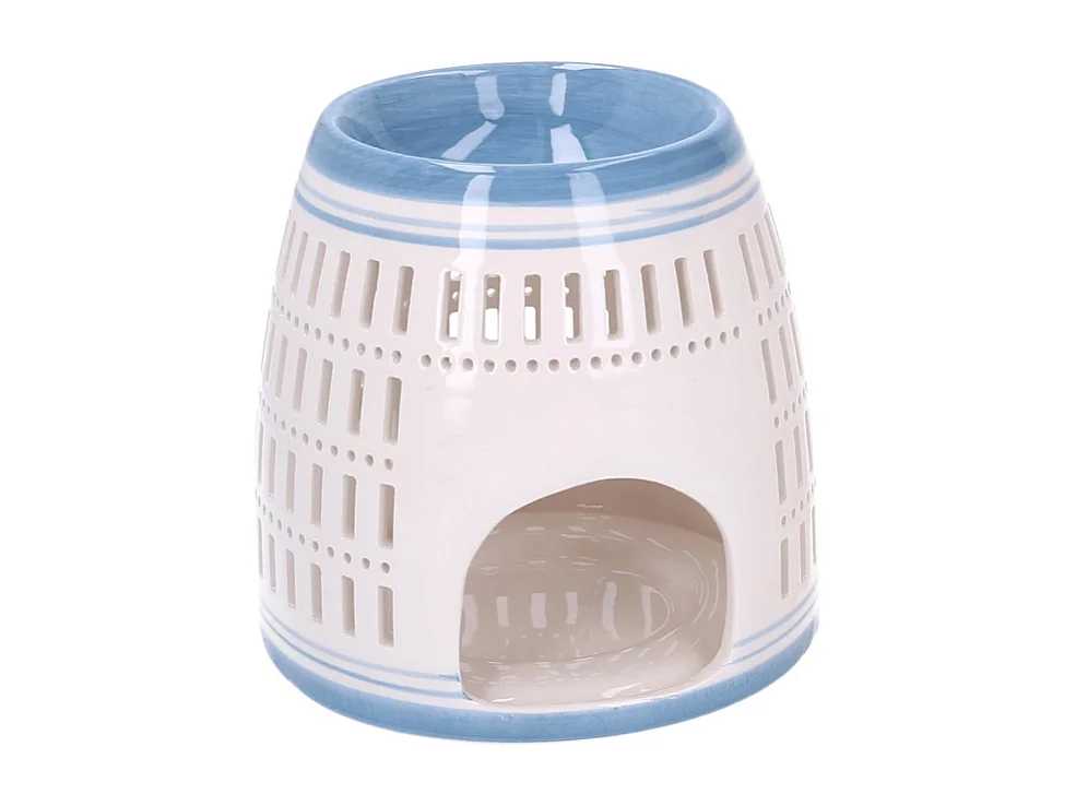 Bruciaessenze ceramica blu tondo cmÃ¸12,6h12,6