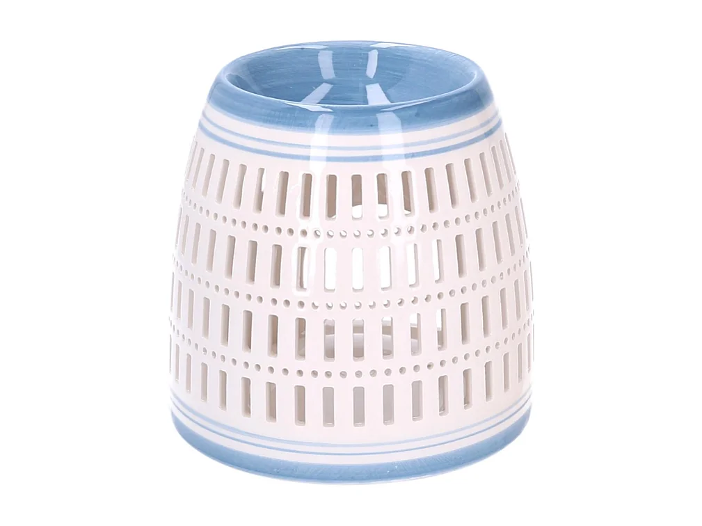 Bruciaessenze ceramica blu tondo cmÃ¸12,6h12,6