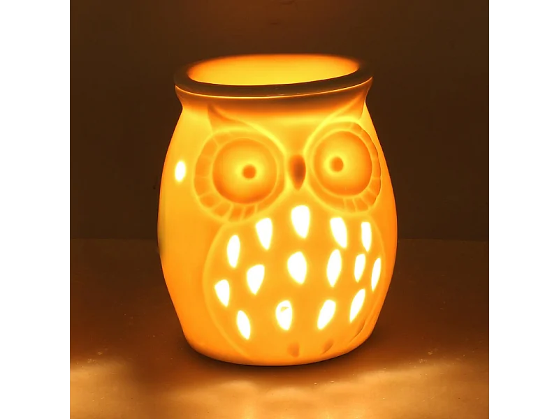 Bruciaessenze ceramica gufo con spina cm ø9,5h13,5