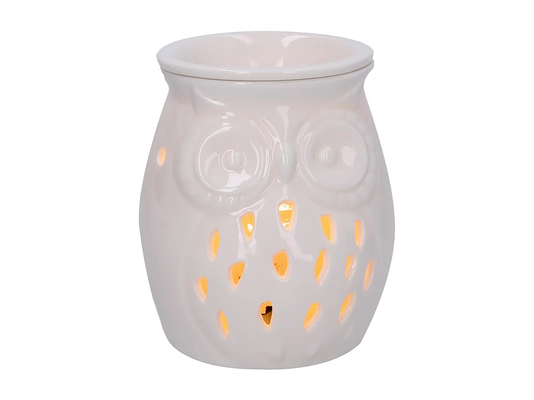 Bruciaessenze ceramica gufo con spina cm ø9,5h13,5