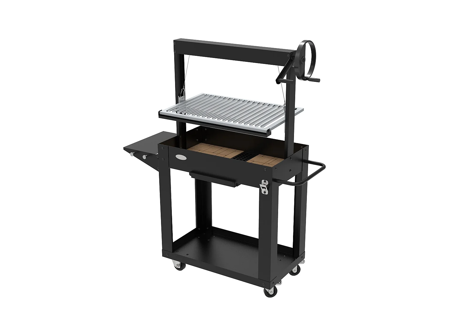 Barbecue au charbon et bois SANTA MARIA - hauteur réglable - briques réfractaires - IMOR