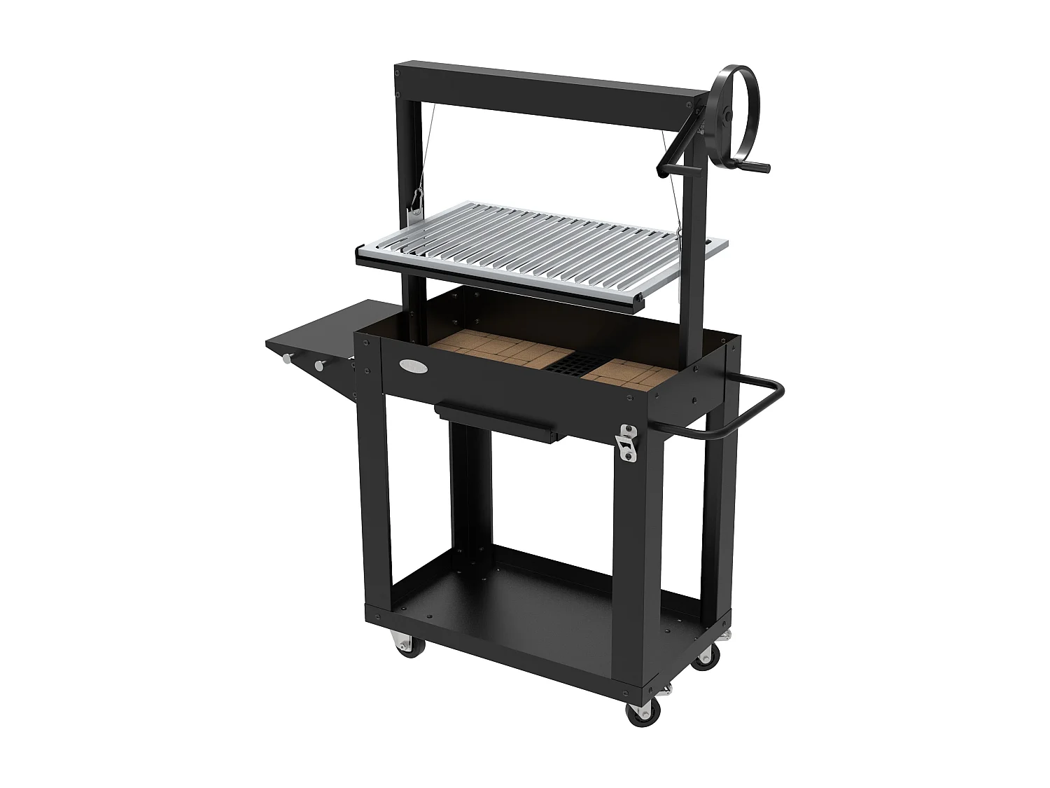 Barbecue au charbon et bois SANTA MARIA - hauteur réglable - briques réfractaires - IMOR