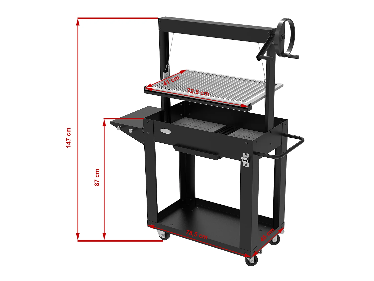 Houtskool- en houtbarbecue SANTA MARIA - in hoogte verstelbaar - vuurvaste stenen - IMOR