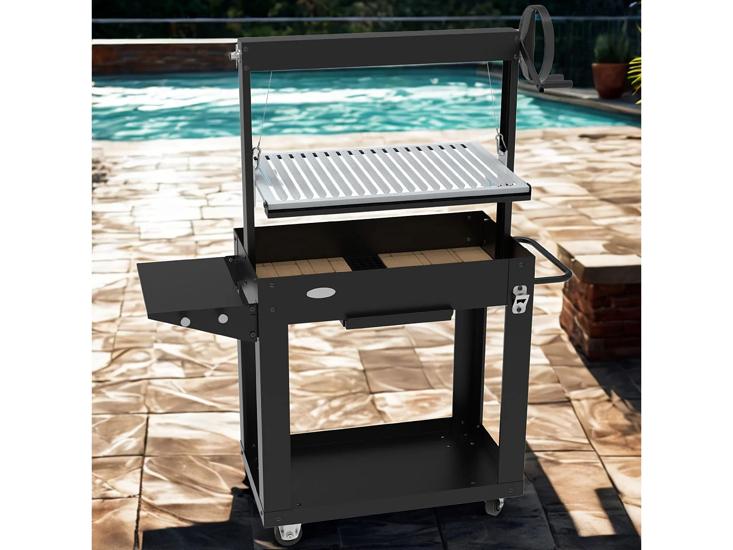 Houtskool- en houtbarbecue SANTA MARIA - in hoogte verstelbaar - vuurvaste stenen - IMOR