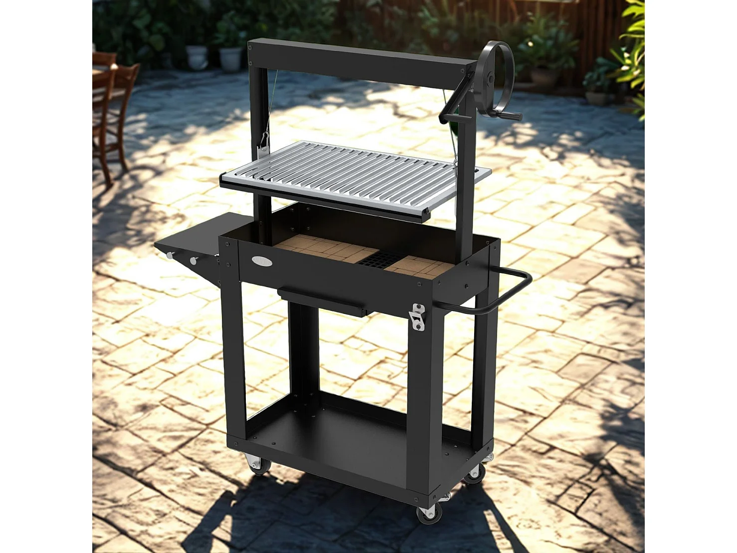 Houtskool- en houtbarbecue SANTA MARIA - in hoogte verstelbaar - vuurvaste stenen - IMOR