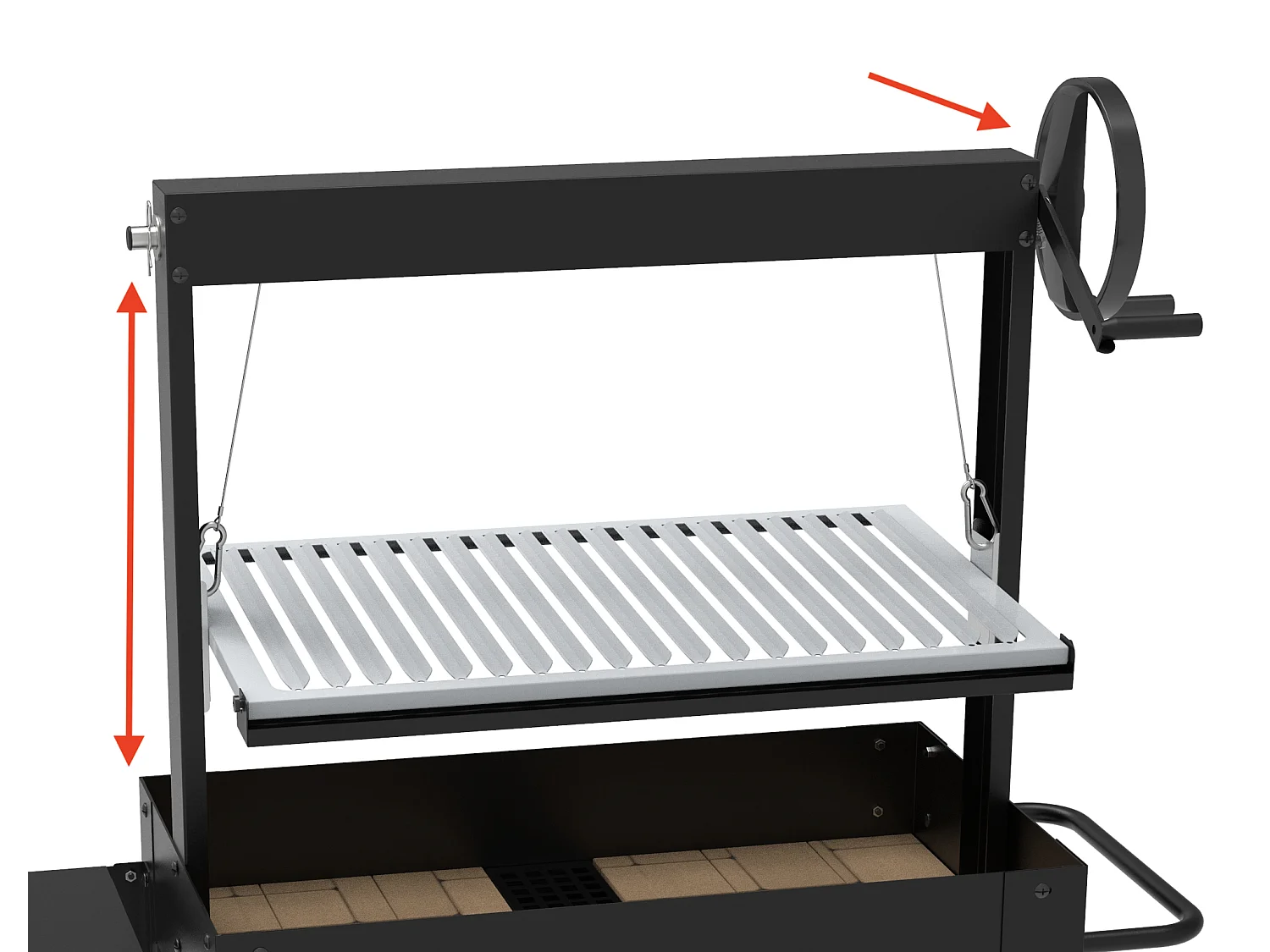 Houtskool- en houtbarbecue SANTA MARIA - in hoogte verstelbaar - vuurvaste stenen - IMOR
