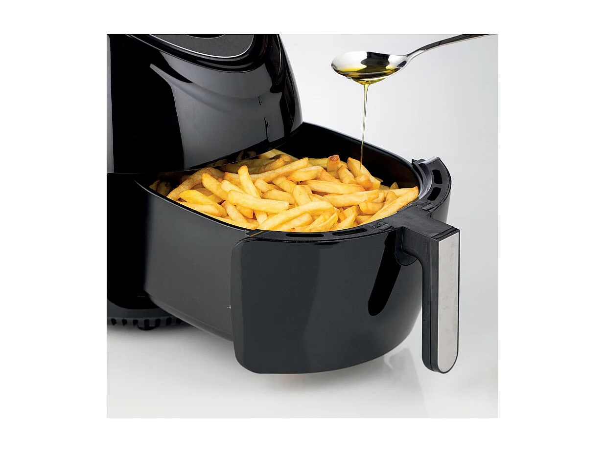 Friggitrice ad Aria XXL - 2,5 kg Patatine Fritte - 7 Litri - 1800 Watt - Nero