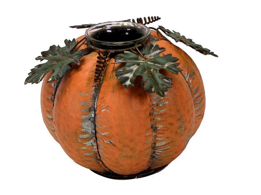 Portacandele metallo zucca arancione 1pø20h14,5