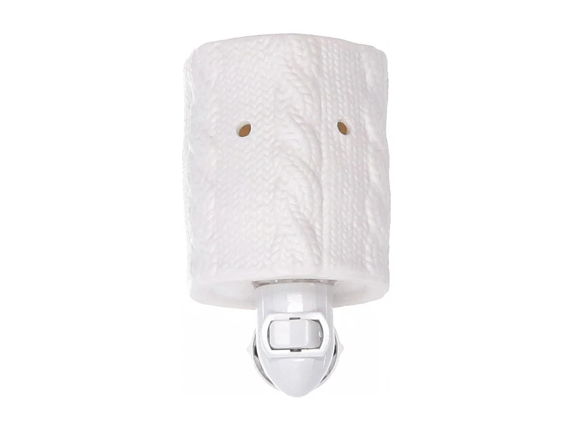 Bruciaessenze plug ceramica trecce bianco cm10,4x7,9h12,7