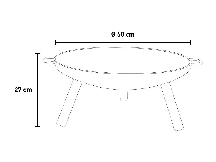 Braciere In Ferro Diam 59,5 Cm 3 Gambe Moia