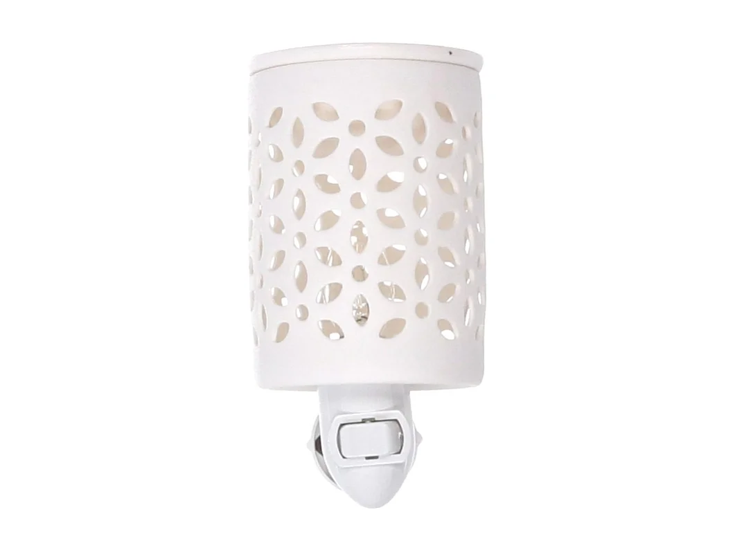 Bruciaessenze plug ceramica traforato bianco cm10,3x7,2h14