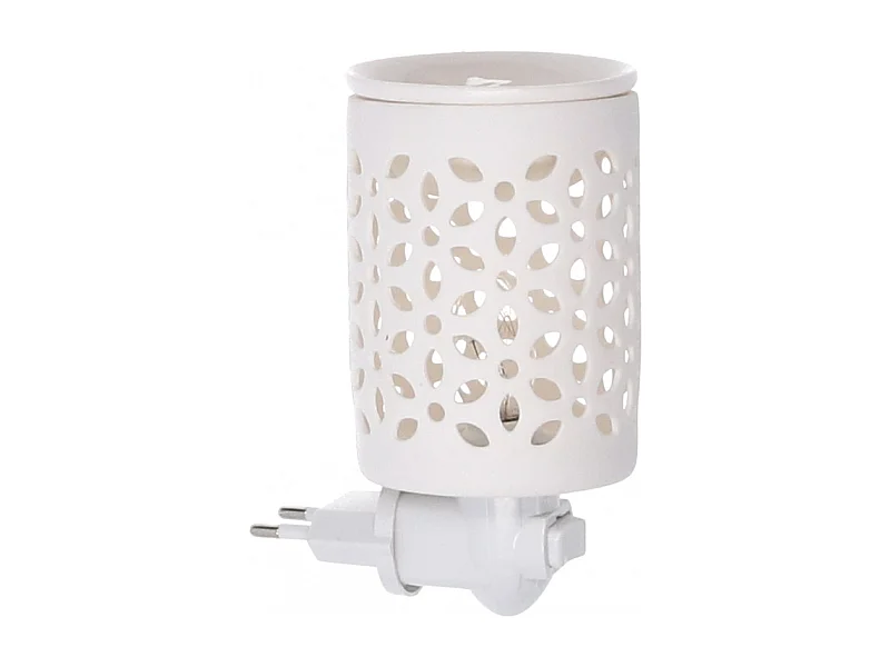 Bruciaessenze plug ceramica traforato bianco cm10,3x7,2h14