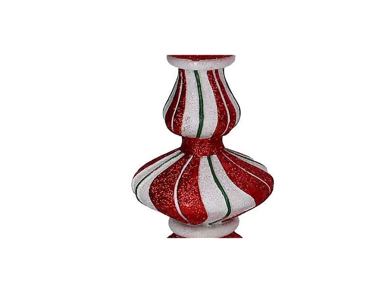 Portacandele resina bianco e rosso cm ø15h23