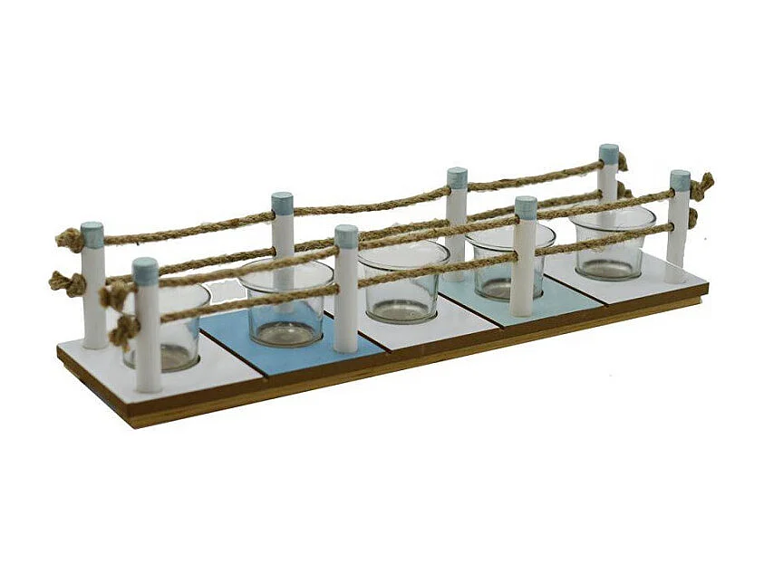 Portacandele mare legno rettangolare 5pcm 45x11h10