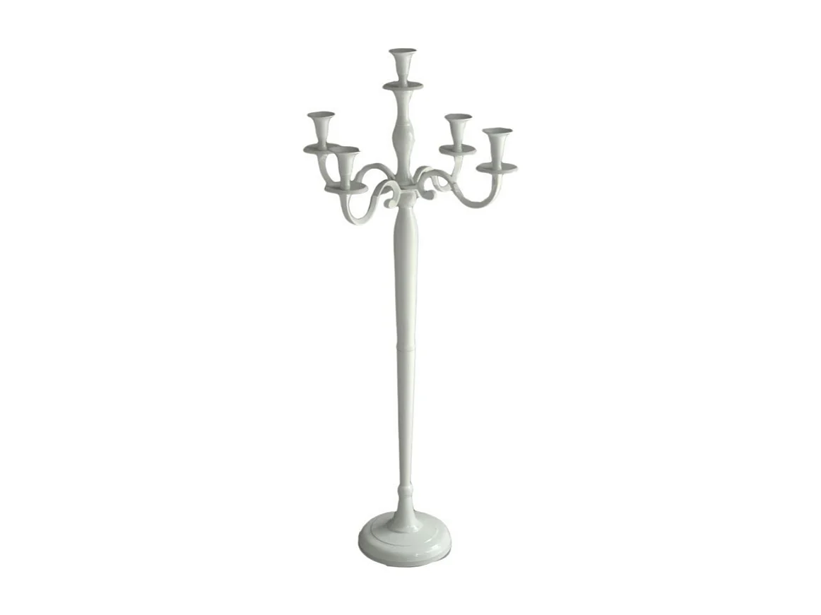 Portacandele candelabro alluminio bianco 5 posti cm45x45h100