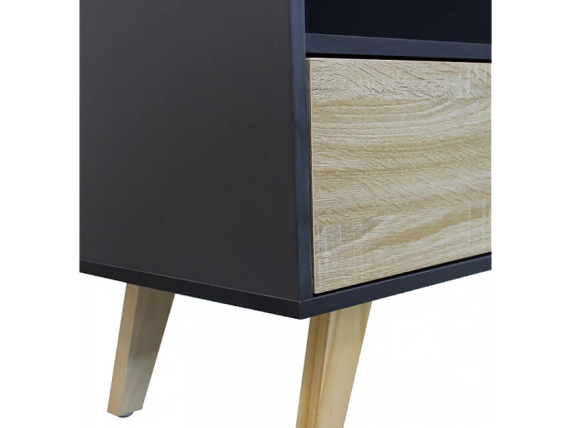 Wohnzimmer-Sideboard Emory aus Melamin mit Schubladen und Tür - Anthrazit