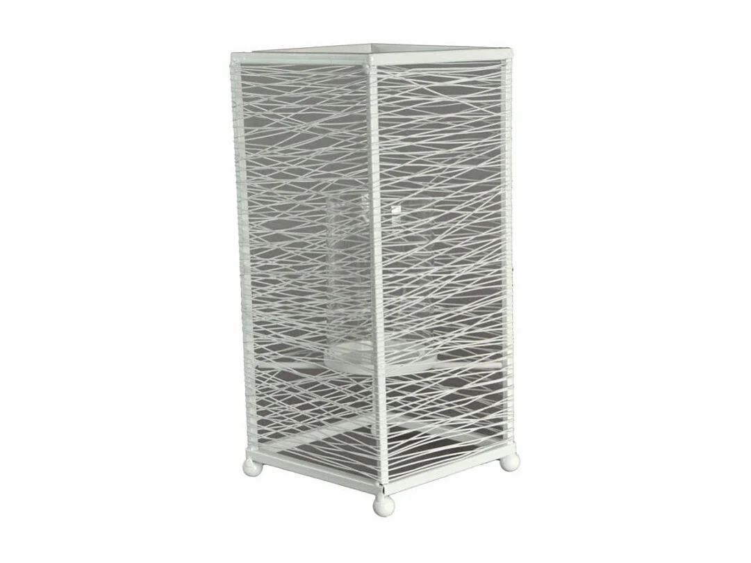 Portacandele metallo bianco grande cm 14x14h31