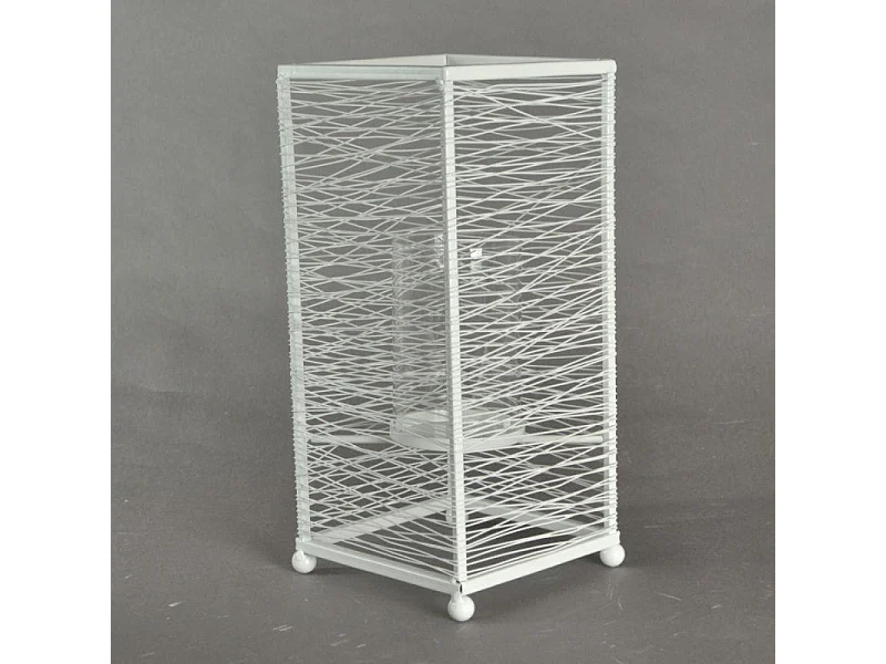 Portacandele metallo bianco grande cm 14x14h31