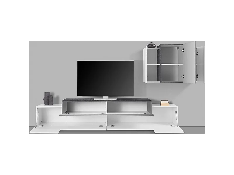 Set Soggiorno Coro 240 – Mobile + Pensile – Bianco e Report