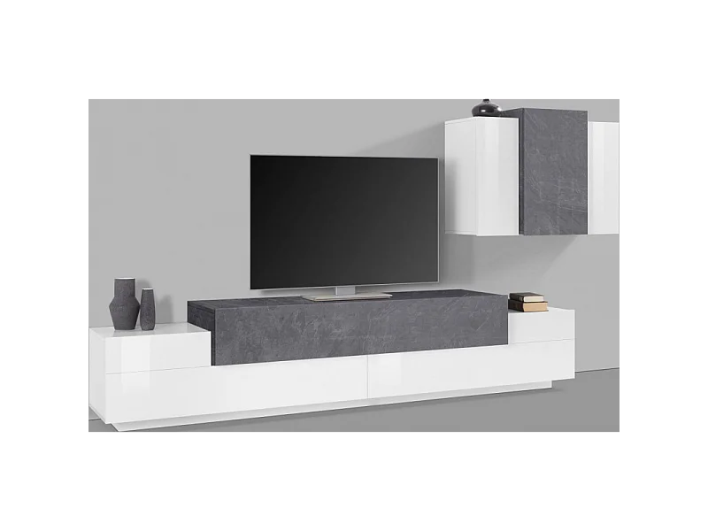 Set Soggiorno Coro 240 – Mobile + Pensile – Bianco e Report