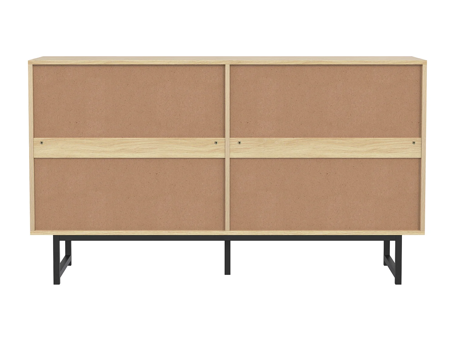 Móveis de armazenamento de 140 cm, aparador para sala de estar com 4 portas de vime, prateleira ajustável, pernas de metal