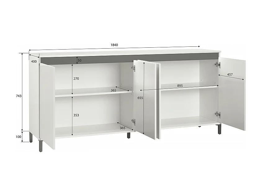 Sideboard a 4 ante GENIO made in Italy