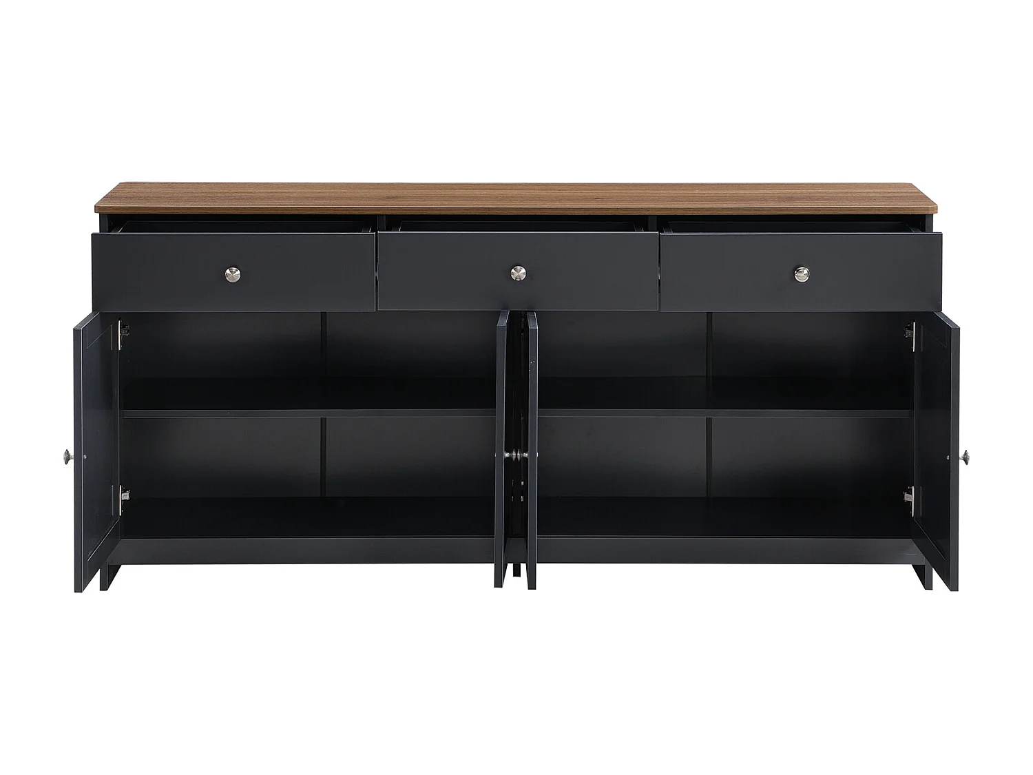 Aparador de 160 cm com 3 gavetas e 4 portas, tampo em madeira