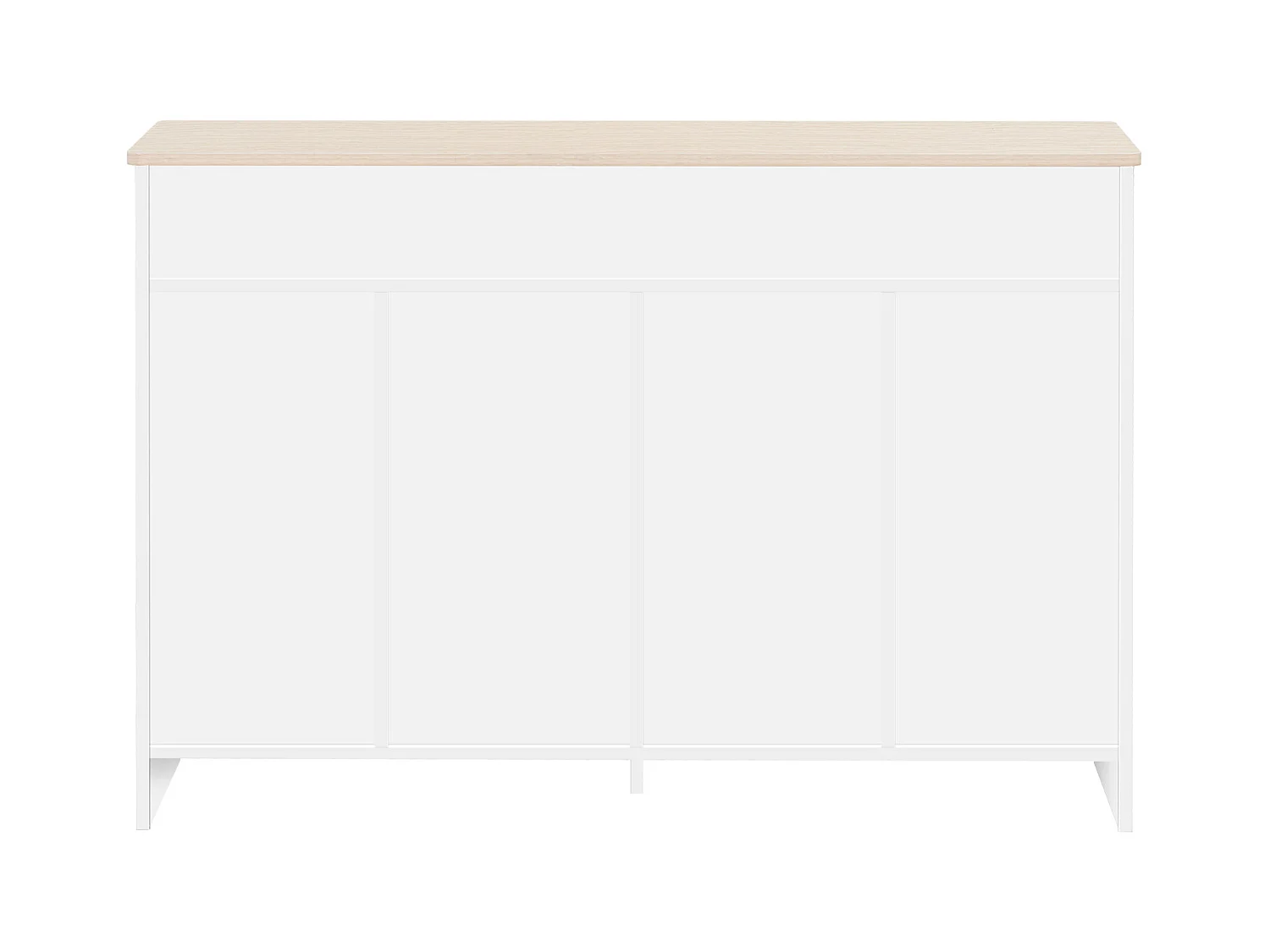 Buffet en Bois Blanc, Quatre Portes, Deux tiroirs, salon, Salle à Manger- Plateau Aspect Bois Clai