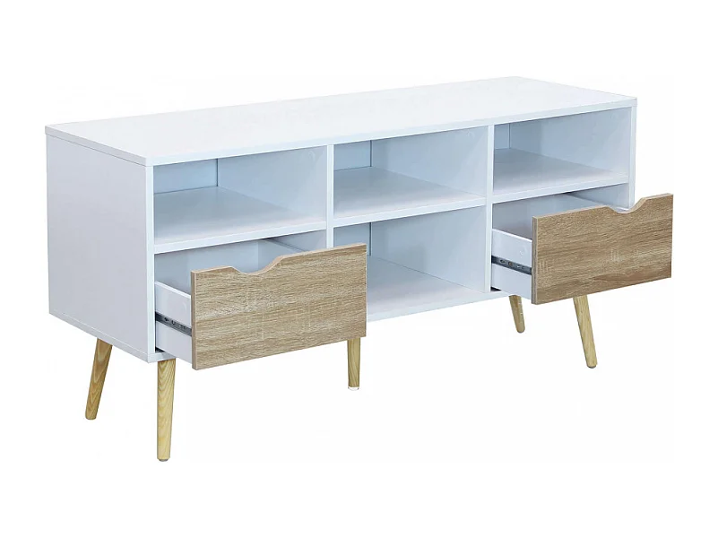 TV-Lowboard aus Holz mit Schubladen und Regalfächern Brody