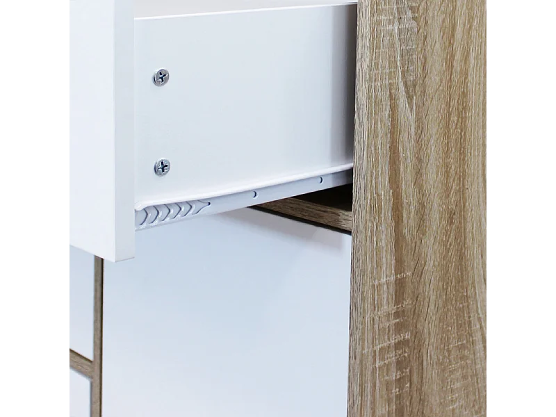 Wohnzimmer-Sideboard Emory aus Melamin mit Schubladen und Tür - Weiß