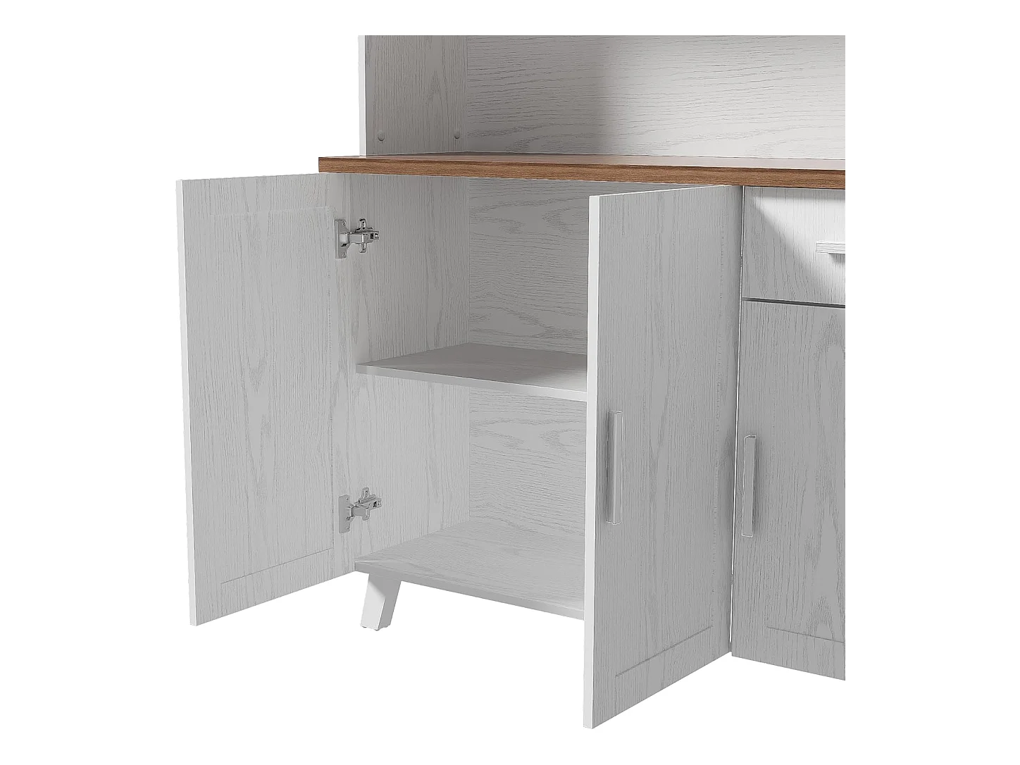 Buffet - Armoire de cuisine avec 5 portes et tiroir - Armoire haute moderne - Blanc