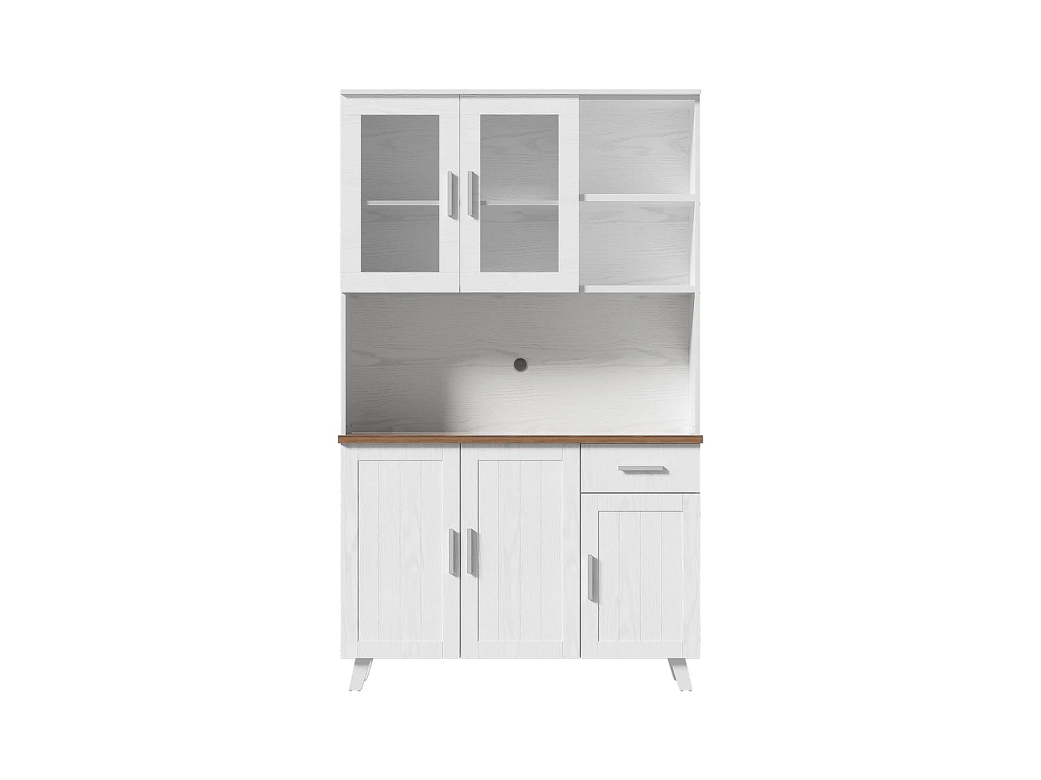 Buffet - Armoire de cuisine avec 5 portes et tiroir - Armoire haute moderne - Blanc