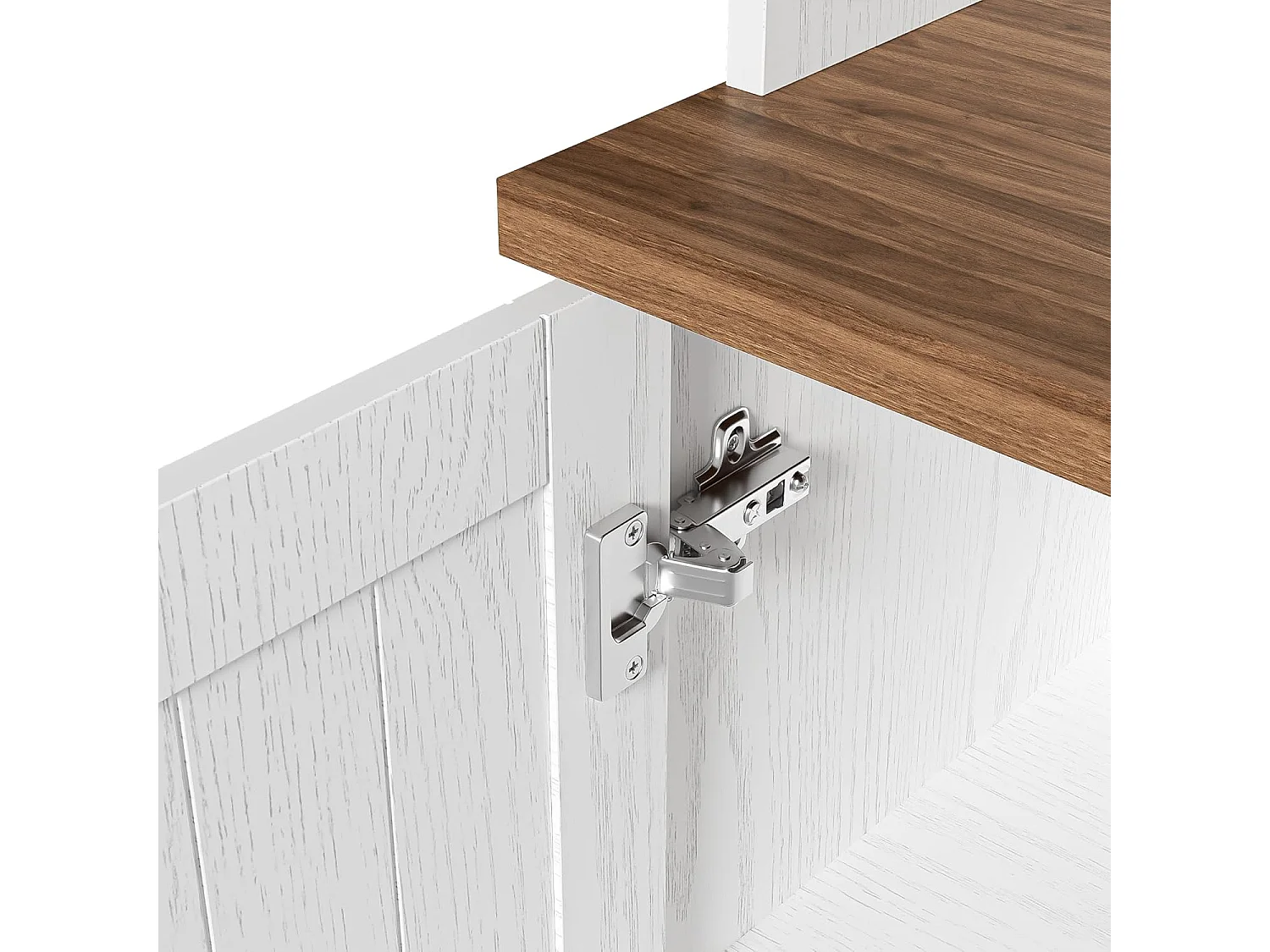 Buffet - Armoire de cuisine avec 5 portes et tiroir - Armoire haute moderne - Blanc