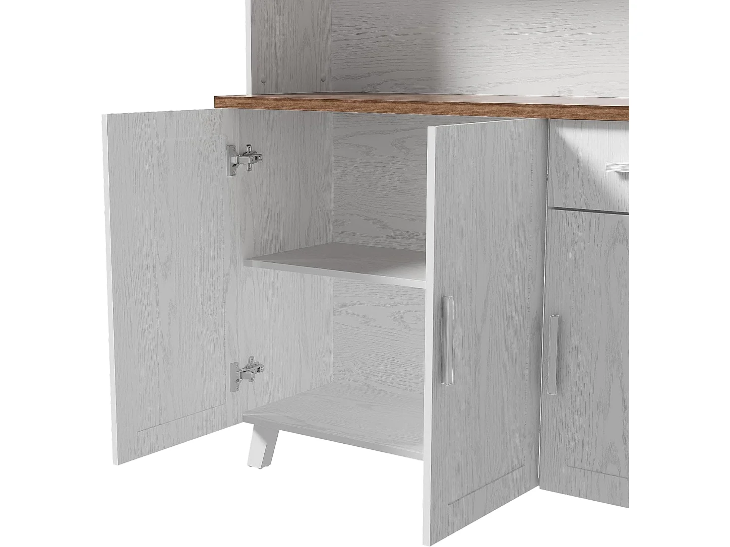 Buffet - Armoire de cuisine avec 5 portes et tiroir - Armoire haute moderne - Blanc