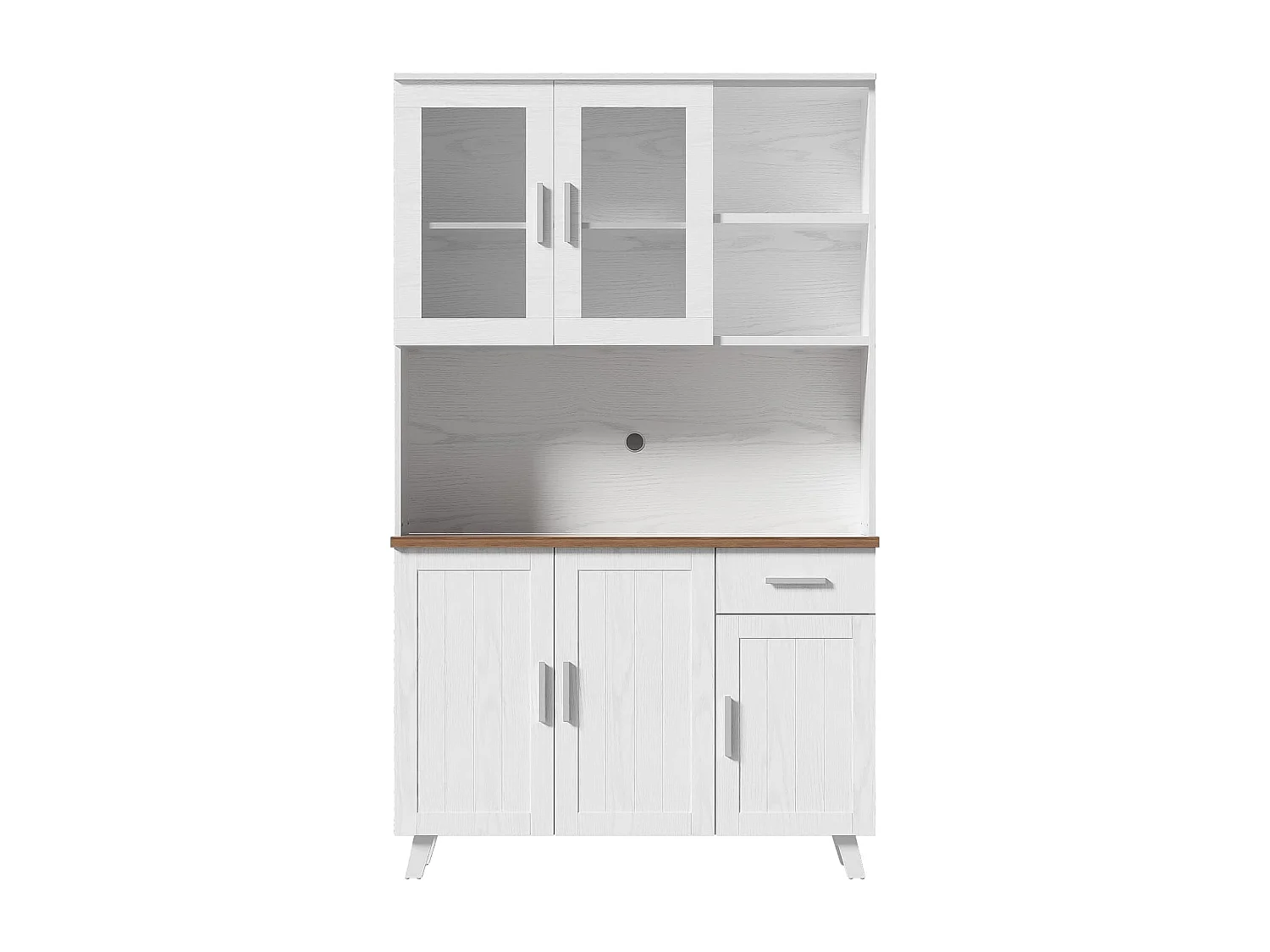 Buffet - Armoire de cuisine avec 5 portes et tiroir - Armoire haute moderne - Blanc