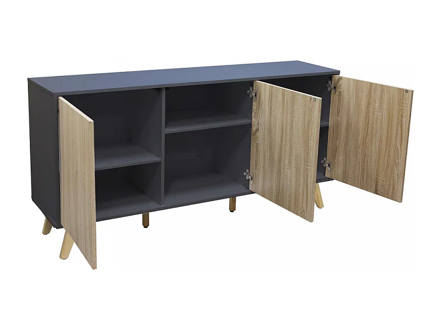 Wohnzimmer-Sideboard mit 3 Türen aus Melamin Elton