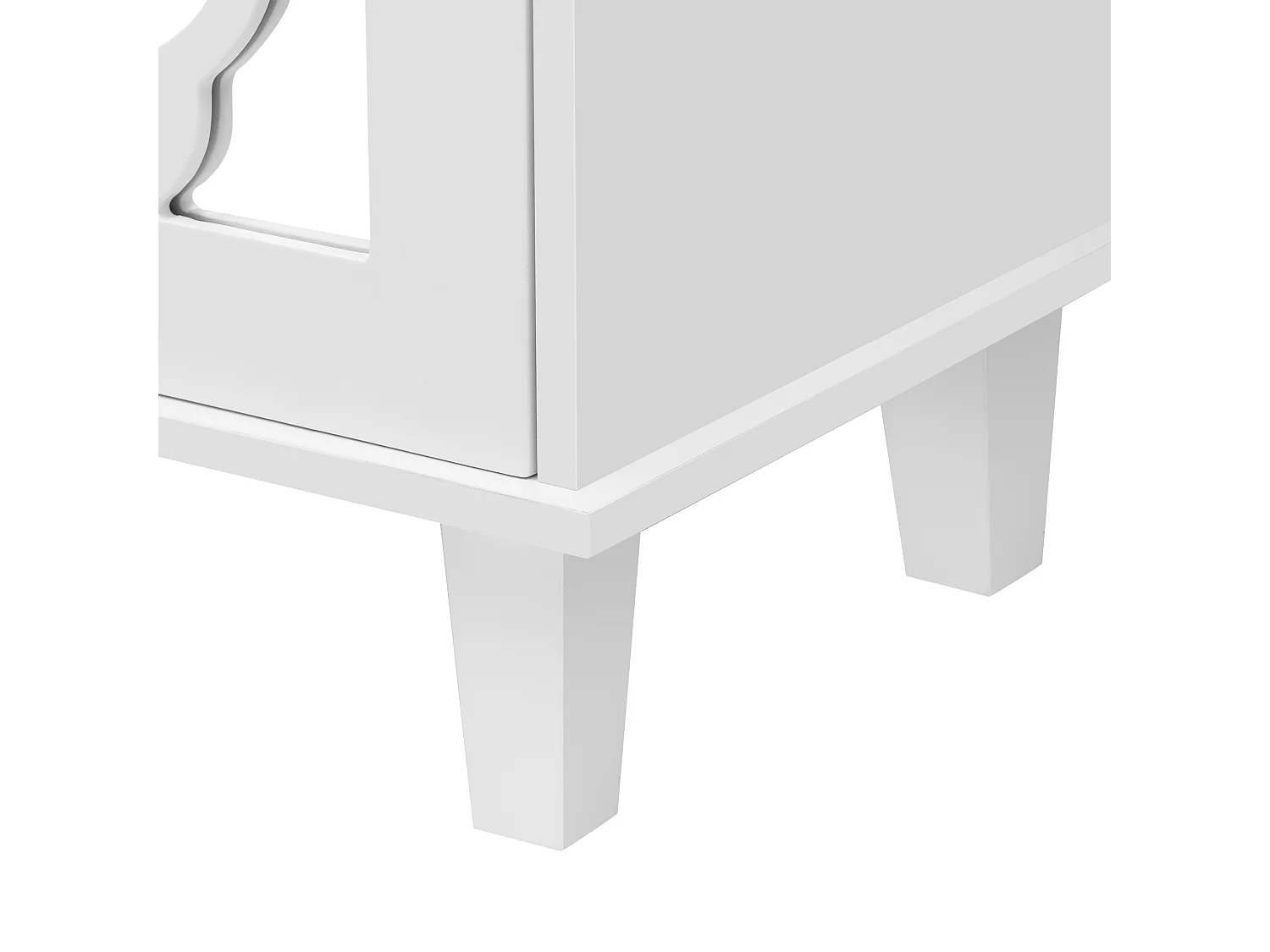 Buffet de Salle à Manger avec Portes en Miroir, Buffet de Salon avec 4 Portes et 2 tiroirs, blanc