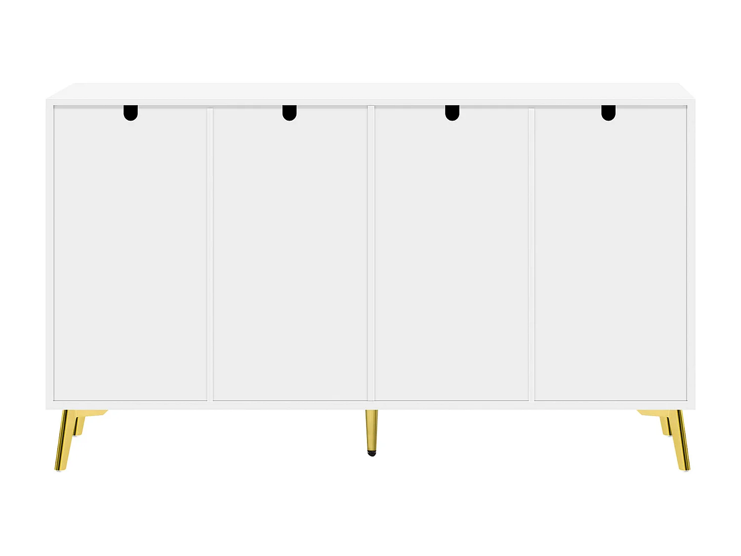 Buffet avec 4 tiroirs et 4 portes, armoire de buffet, avec poignées et pieds dorés,  Blanc